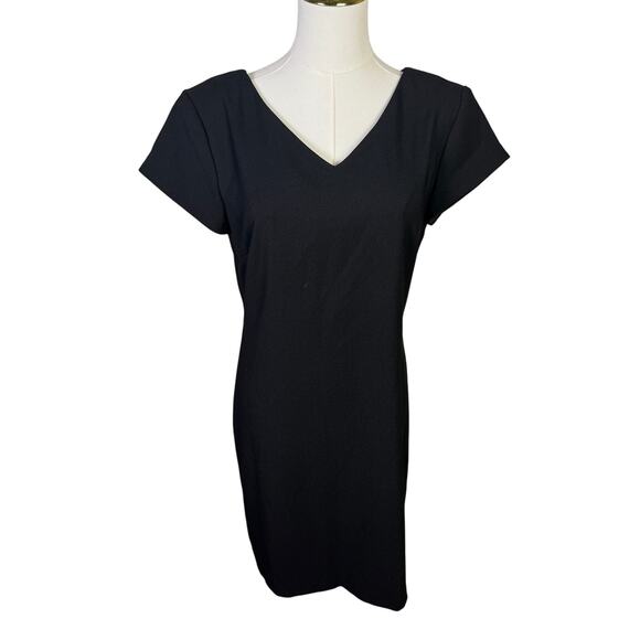 John Roberts V NECK Short Sleeve Mini Black Dress US Women's 8 - Picture 1 of 4